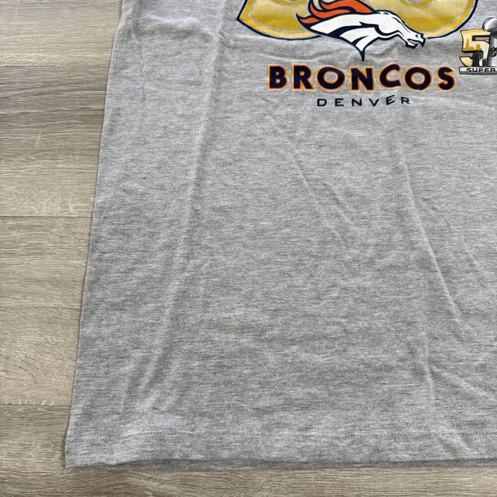 Denver Broncos Shirt Super Bowl 50 Champions NFL Men's Gray Tee Medium
